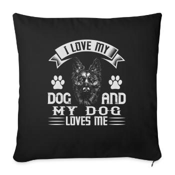 I Love My Dog – German Shepherd Design - Sofa pillowcase 17,3'' x 17,3'' (45 x 45 cm) - black - Front