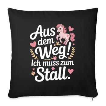 Riding out of the way to the stable horse girl horses - Sofa pillowcase 17,3'' x 17,3'' (45 x 45 cm) - black - Front