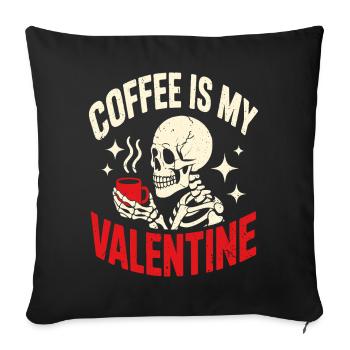 Drôle de Saint-Valentin Squelette Amoureux du café Humour gothique - Housse de coussin décorative 45 x 45 cm - noir - Devant