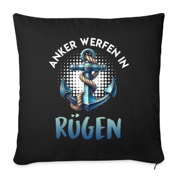 Baltic Sea Holiday DROP ANCHOR IN RÜGEN Funny - Sofa pillowcase 17,3'' x 17,3'' (45 x 45 cm) - black - Front