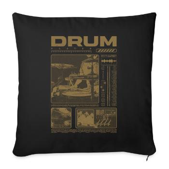 Batteur rock Drumplayer Streetwear - Housse de coussin décorative 45 x 45 cm - noir - Devant