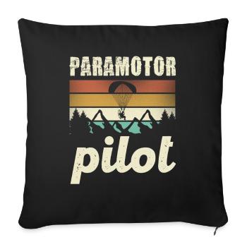 Paramotor Pilot Retro Sunset - Sofa pillowcase 17,3'' x 17,3'' (45 x 45 cm) - black - Front