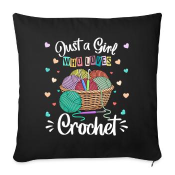 Colorful Crochet Hobby & Wool Lover Girl - Sofa pillowcase 17,3'' x 17,3'' (45 x 45 cm) - black - Front