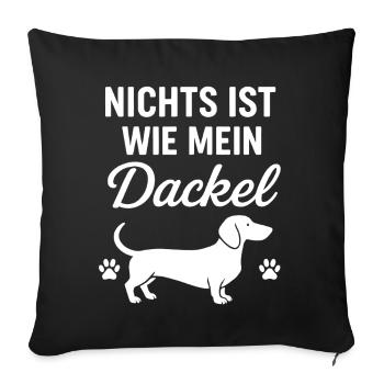 Teckel disant l’amour - Housse de coussin décorative 45 x 45 cm - noir - Devant