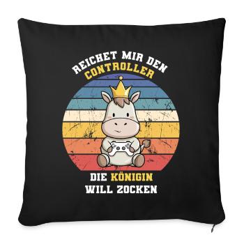 The queen wants to gamble - Sofa pillowcase 17,3'' x 17,3'' (45 x 45 cm) - black - Front