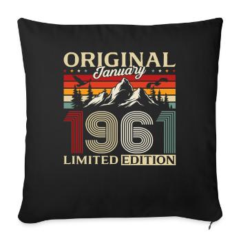 65e anniversaire Original janvier 1961 - Housse de coussin décorative 45 x 45 cm - noir - Devant