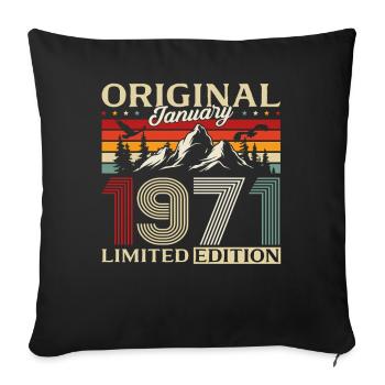 55e anniversaire Original janvier Né en 1971 - Housse de coussin décorative 45 x 45 cm - noir - Devant