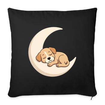 Moon cuddly dog in sleep - Sofa pillowcase 17,3'' x 17,3'' (45 x 45 cm) - black - Front