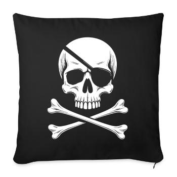 Classic Jolly Roger Pirate Skull - Sofa pillowcase 17,3'' x 17,3'' (45 x 45 cm) - black - Front