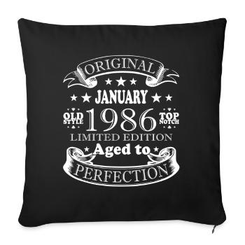 Anniversaire janvier 1986 Cadeau Vintage Limited - Housse de coussin décorative 45 x 45 cm - noir - Devant