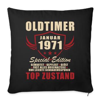 Cadeau pour le 55e anniversaire Voiture Classique janvier 1971 - Housse de coussin décorative 45 x 45 cm - noir - Devant