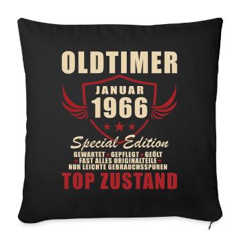 60. Geburtstag Geschenk Oldtimer Januar 1966 - Sofakissenbezug 45 x 45 cm - Schwarz - Vorne