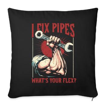 Pipelayer Pipeline Builder I Fix Pipes - Sofa pillowcase 17,3'' x 17,3'' (45 x 45 cm) - black - Front
