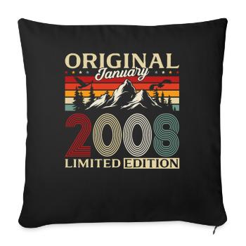 18th Birthday Original January 2008 - Sofa pillowcase 17,3'' x 17,3'' (45 x 45 cm) - black - Front