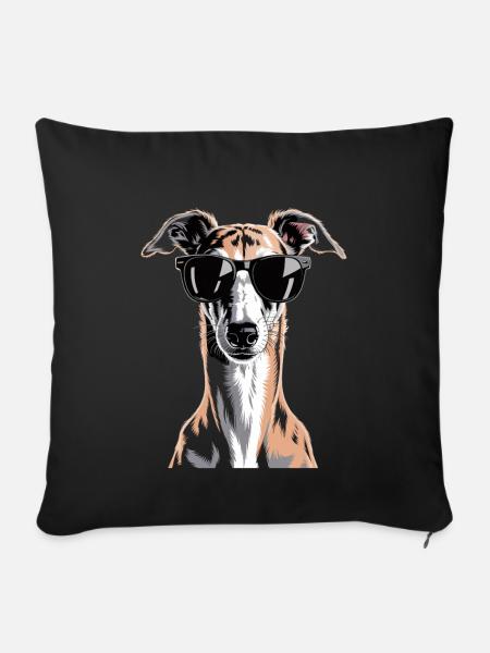 Greyhound Windhund - Sofakissenbezug 45 x 45 cm - Schwarz