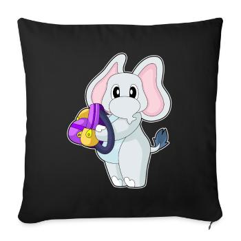 École de sac à dos pour élèves éléphants - Housse de coussin décorative 45 x 45 cm - noir - Devant