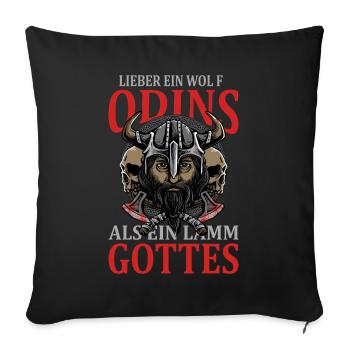 Mieux vaut un loup d'Odin qu'un agneau de Dieu Viking - Housse de coussin décorative 45 x 45 cm - noir - Devant