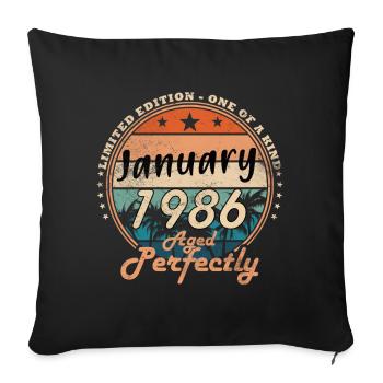 January 1986 Vintage Retro Birthday Gift - Sofa pillowcase 17,3'' x 17,3'' (45 x 45 cm) - black - Front