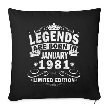 45e anniversaire Original janvier 1981 - Housse de coussin décorative 45 x 45 cm - noir - Devant