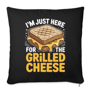 Amateur de fromage grillé - Je suis juste ici - Housse de coussin décorative 45 x 45 cm - noir - Devant