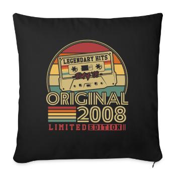 Original 2008 Vintage Vintage Anniversaire Rétro - Housse de coussin décorative 45 x 45 cm - noir - Devant