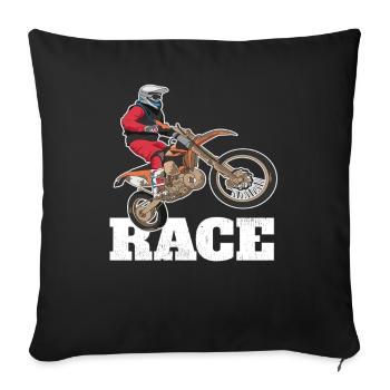 Course de vélo sur terre - Housse de coussin décorative 45 x 45 cm - noir - Devant