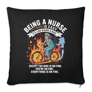 Firing nursing heroine on bicycle - Sofa pillowcase 17,3'' x 17,3'' (45 x 45 cm) - black - Front