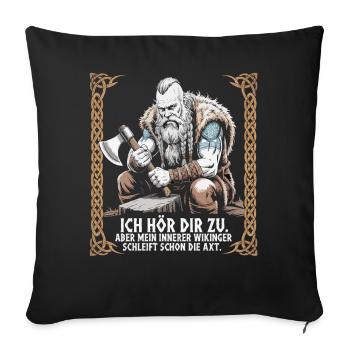 Viking Viking Legend Sailor Odin Raven Fighter - Sofa pillowcase 17,3'' x 17,3'' (45 x 45 cm) - black - Front