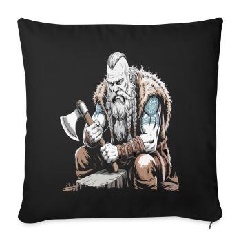 Viking Viking Legend Sailor Odin Raven Fighter - Sofa pillowcase 17,3'' x 17,3'' (45 x 45 cm) - black - Front