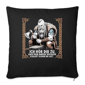 Légende viking viking marin Odin Raven Fighter - Housse de coussin décorative 45 x 45 cm - noir - Devant