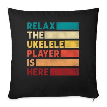 Hawaiian Ukulele Uke Retro Vintage - Sofa pillowcase 17,3'' x 17,3'' (45 x 45 cm) - black - Front