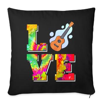Hawaiian Ukulele Uke Tie Dye Love - Sofa pillowcase 17,3'' x 17,3'' (45 x 45 cm) - black - Front
