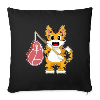 Tiger Angler Angelrute Angeln - Sofakissenbezug 45 x 45 cm - Schwarz - Vorne