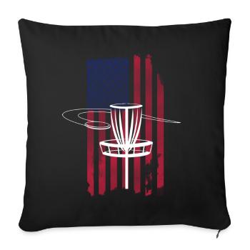 Drapeau Disc Golf USA - Housse de coussin décorative 45 x 45 cm - noir - Devant