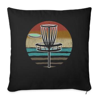 Coucher de soleil sur le disc golf - Housse de coussin décorative 45 x 45 cm - noir - Devant