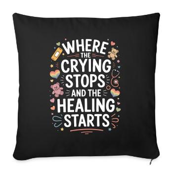 Infirmière pédiatrique : Où les pleurs arrêtent les enfants Infirmière - Housse de coussin décorative 45 x 45 cm - noir - Devant