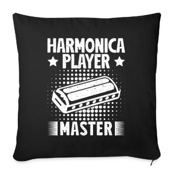 Harmonica Musican Player Master Harmonica - Sofakissenbezug 45 x 45 cm - Schwarz - Vorne