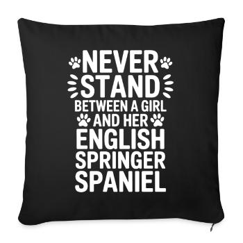 Cadeau pour chien : Dictions du Springer Spaniel anglais - Housse de coussin décorative 45 x 45 cm - noir - Devant