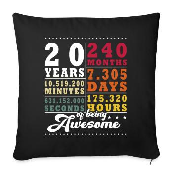20th Birthday - Wedding Anniversary, Anniversary - Sofa pillowcase 17,3'' x 17,3'' (45 x 45 cm) - black - Front