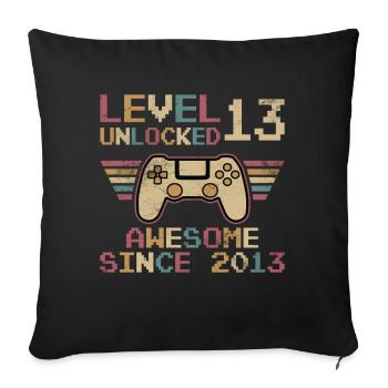 13th Birthday Boys Gamer Level 13 Unlocked - Sofa pillowcase 17,3'' x 17,3'' (45 x 45 cm) - black - Front