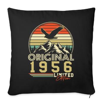 Cadeau rétro vintage original de 1956 - Housse de coussin décorative 45 x 45 cm - noir - Devant