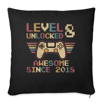 Niveau 8 Débloque 8 Anniversaire Garçon Fille - Housse de coussin décorative 45 x 45 cm - noir - Devant