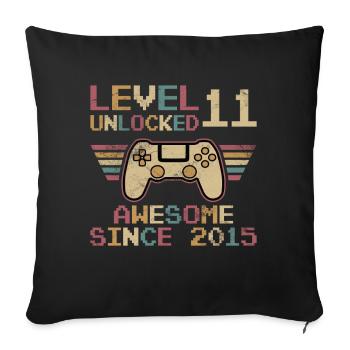 11.Geburtstag Jungen Video Gamer Level 11 unlocked - Sofakissenbezug 45 x 45 cm - Schwarz - Vorne