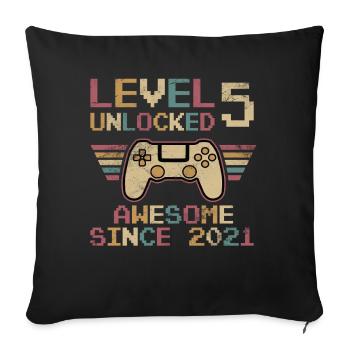 5th Birthday 5 Years Level 5 Birthday Gift - Sofa pillowcase 17,3'' x 17,3'' (45 x 45 cm) - black - Front