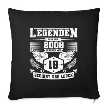 18 Birthday Legends Born 2008 Grunge Life - Sofa pillowcase 17,3'' x 17,3'' (45 x 45 cm) - black - Front