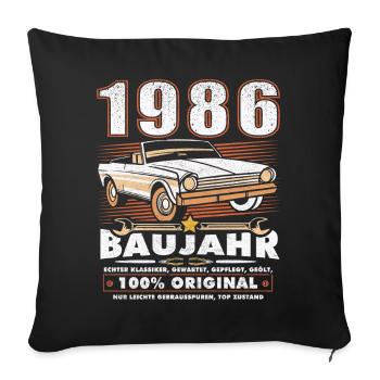 1986 Born Birthday Classic Car - Sofa pillowcase 17,3'' x 17,3'' (45 x 45 cm) - black - Front