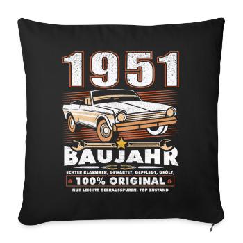 Year 1951 Vintage Birthday Saying 75 Years - Sofa pillowcase 17,3'' x 17,3'' (45 x 45 cm) - black - Front