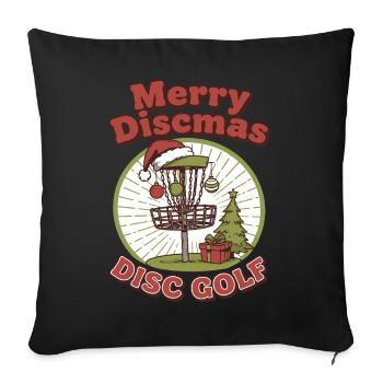 Joyeux Discmas Disc Golf Panier de Disques Volant Drôle - Housse de coussin décorative 45 x 45 cm - noir - Devant