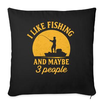 J’aime la pêche et peut-être trois personnes pêcher Angeln - Housse de coussin décorative 45 x 45 cm - noir - Devant