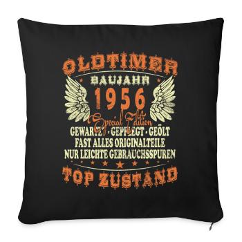 Cadeau d’anniversaire vintage de l’année des voitures anciennes 1956 - Housse de coussin décorative 45 x 45 cm - noir - Devant